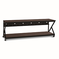 5000-3-304-96 Kendall Howard 96 inch Performance Work Bench with Full Bottom Shelf No Upper Shelving - African Mahogany