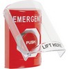 Show product details for SS2021EM-EN STI Red Indoor Only Flush or Surface Turn-to-Reset Stopper Station with EMERGENCY Label English
